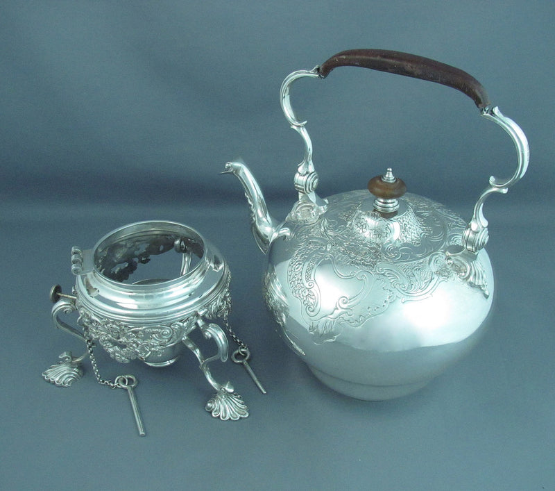 George II Style Silver Kettle - JH Tee Antiques