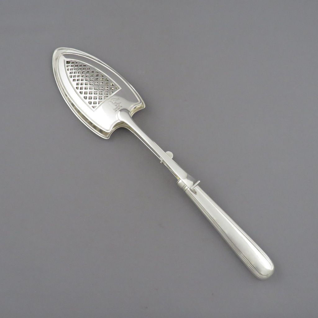 George III Silver Fish Serving Tongs - JH Tee Antiques