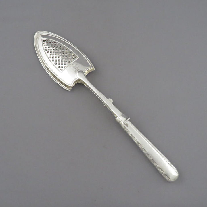 George III Silver Fish Serving Tongs - JH Tee Antiques