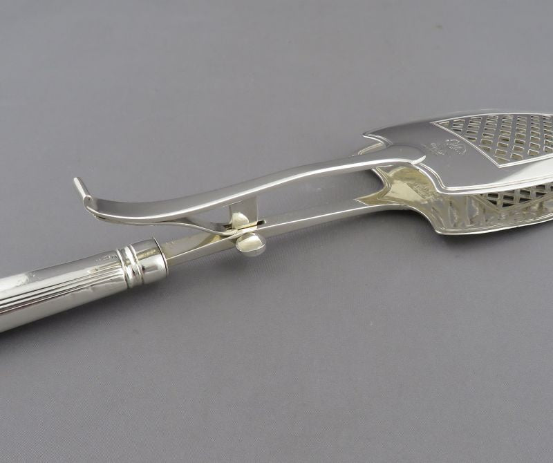 George III Silver Fish Serving Tongs - JH Tee Antiques