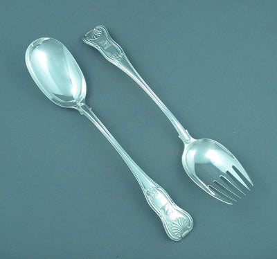 George III Silver Salad Servers - JH Tee Antiques