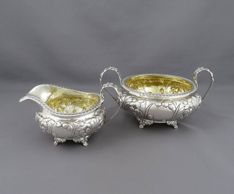 George IV Silver Cream and Sugar - JH Tee Antiques