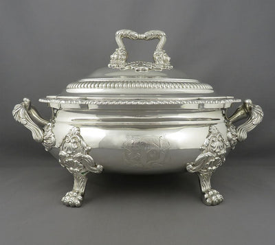 George IV Sterling Silver Soup Tureen - JH Tee Antiques