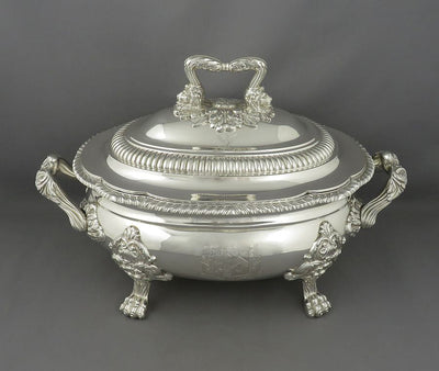 George IV Sterling Silver Soup Tureen - JH Tee Antiques