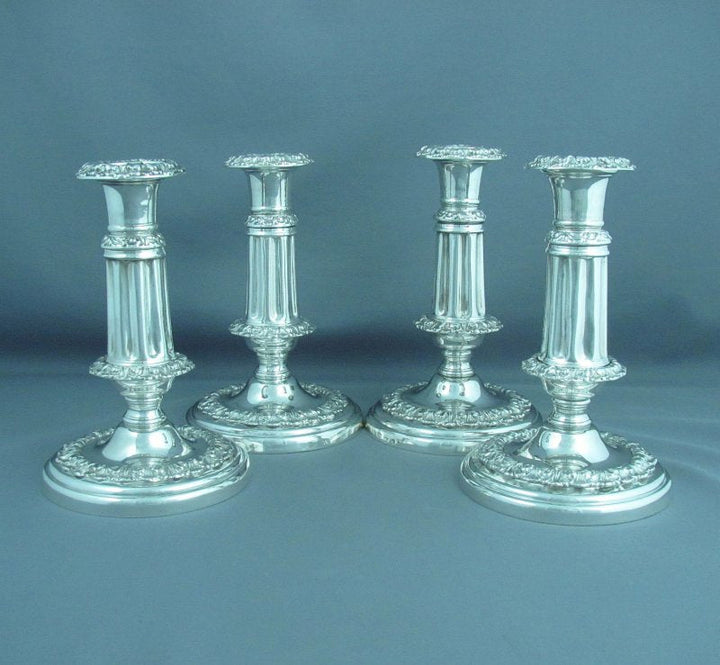 George IV Silver Telescopic Candlesticks - JH Tee Antiques