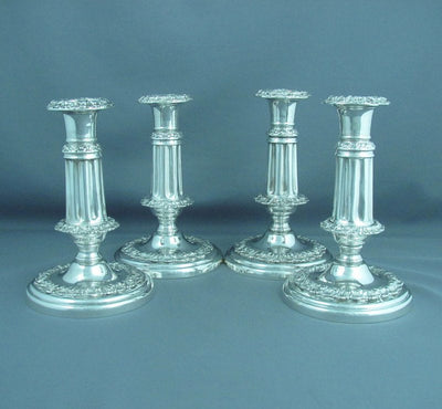 George IV Silver Telescopic Candlesticks - JH Tee Antiques