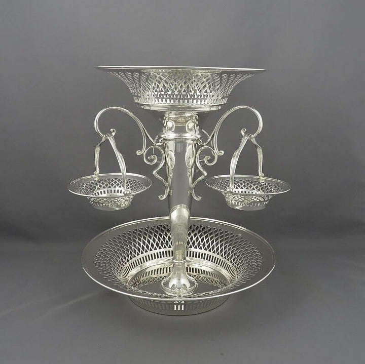 George V Sterling Silver Epergne - JH Tee Antiques