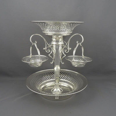 George V Sterling Silver Epergne - JH Tee Antiques