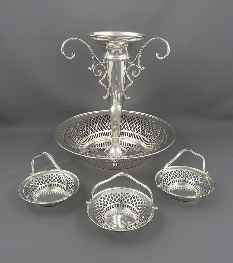 George V Sterling Silver Epergne - JH Tee Antiques