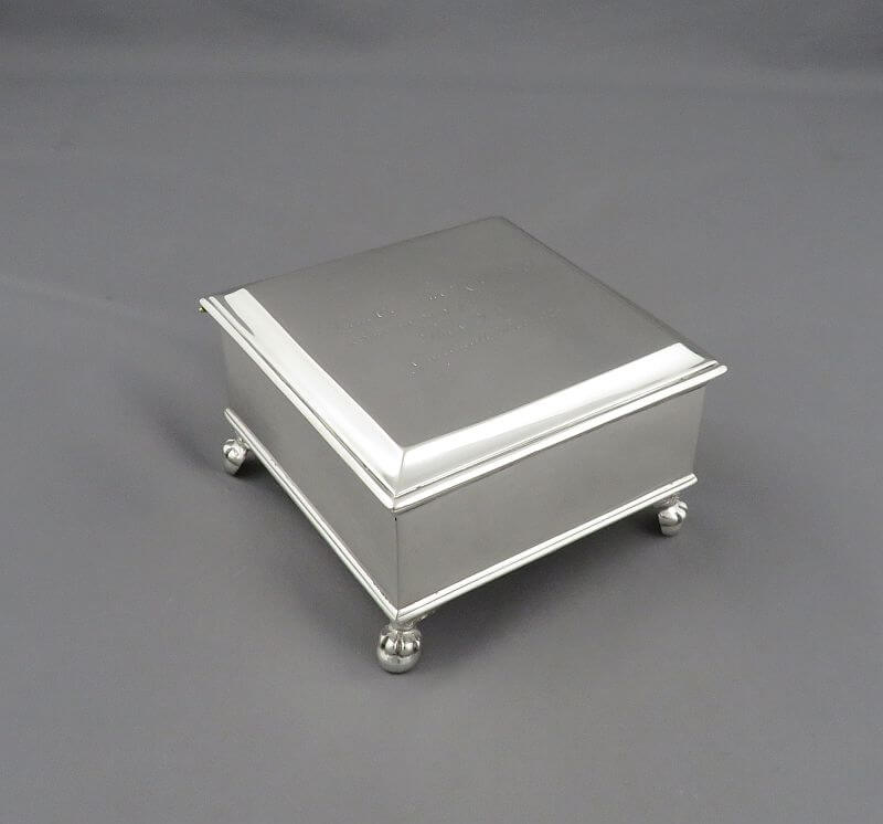 George V Sterling Silver Cigarette Box - JH Tee Antiques