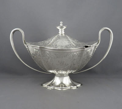 George V Sterling Silver Soup Tureen - JH Tee Antiques