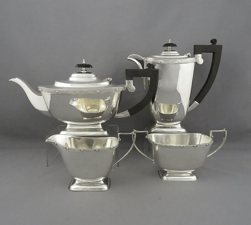 George V Sterling Silver Tea Set - JH Tee Antiques