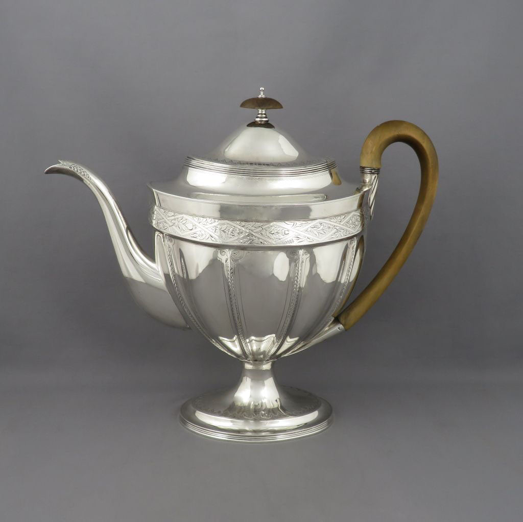 George III Sterling Silver Coffee Pot - JH Tee Antiques