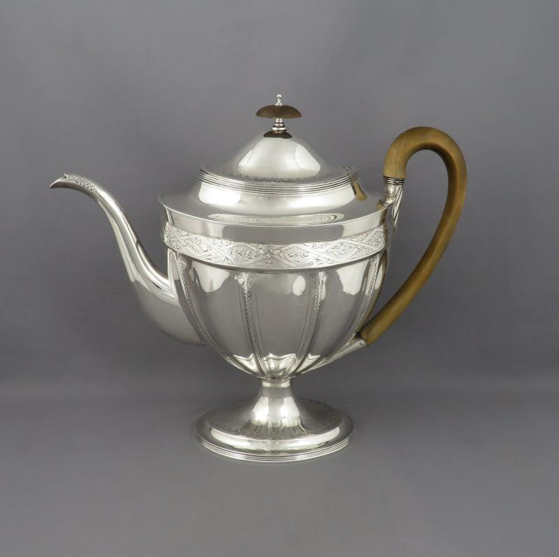 George III Sterling Silver Coffee Pot - JH Tee Antiques