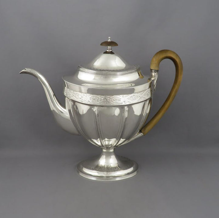 George III Sterling Silver Coffee Pot - JH Tee Antiques