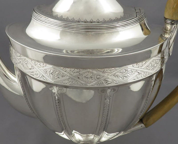 George III Sterling Silver Coffee Pot - JH Tee Antiques