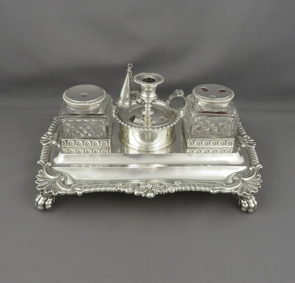 George III Sterling Silver Inkstand– JH Tee Antiques