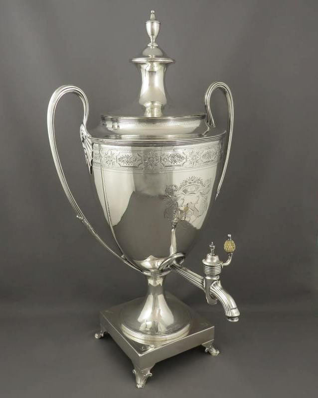 George III Sterling Silver Tea Urn - JH Tee Antiques