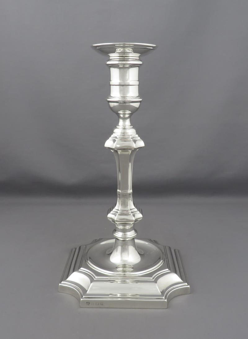 Pair of English Sterling Silver Candlesticks - JH Tee Antiques