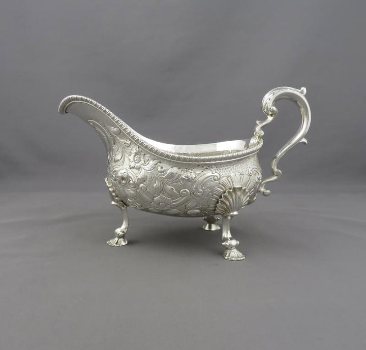 George IV Sterling Silver Gravy Boat - JH Tee Antiques