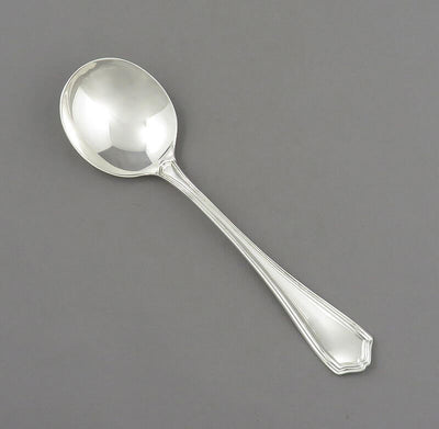Birks Georgian Plain Pattern Silver Cream Soup Spoon - JH Tee Antiques