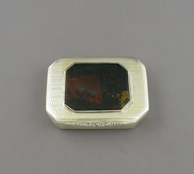 Georgian Sterling Silver and Agate Snuff Box - JH Tee Antiques