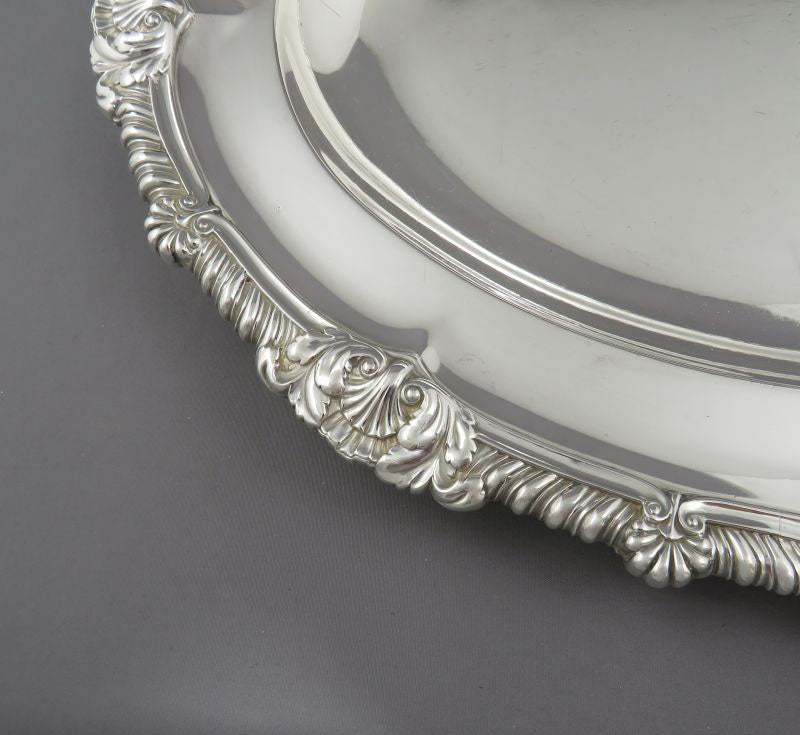George IV Sterling Silver Meat Platter - JH Tee Antiques