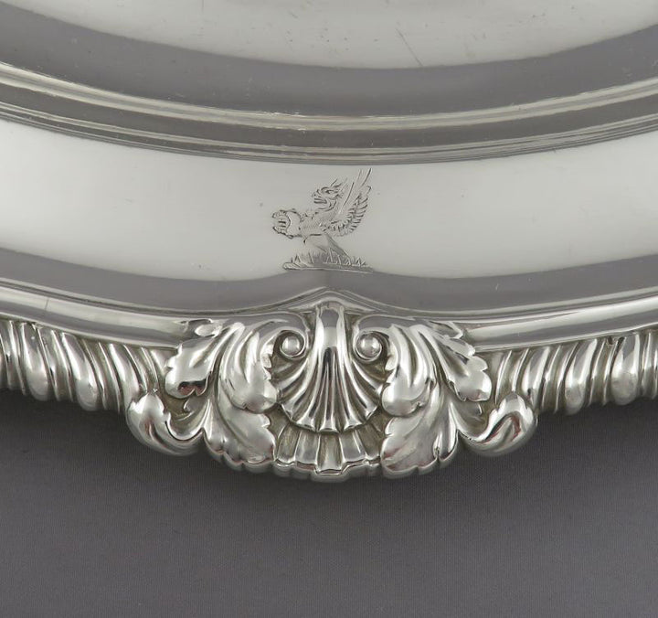 George IV Sterling Silver Meat Platter - JH Tee Antiques