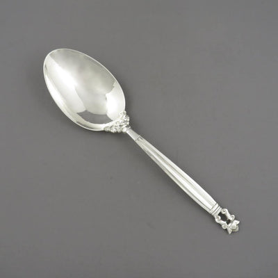 Georg Jensen Acorn Silver Serving Spoon Oval - JH Tee Antiques