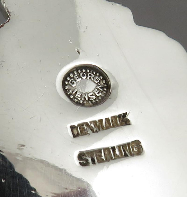 Georg Jensen Acorn Silver Serving Spoon Oval - JH Tee Antiques
