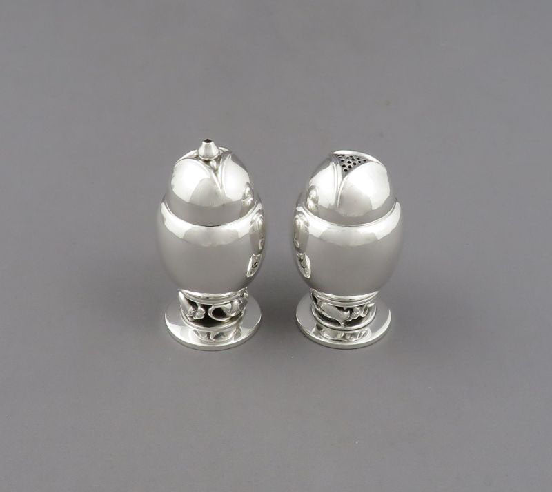Georg Jensen Blossom Silver Salt and Pepper Shakers 2A - JH Tee Antiques