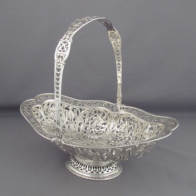 German Silver Cake Basket - JH Tee Antiques