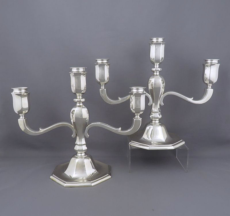 Pair of German Silver Candelabra - JH Tee Antiques