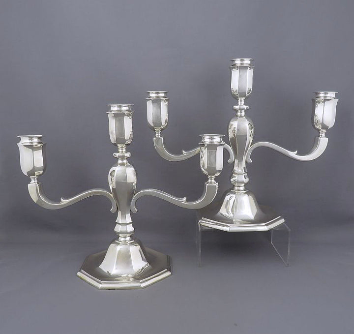 Pair of German Silver Candelabra - JH Tee Antiques