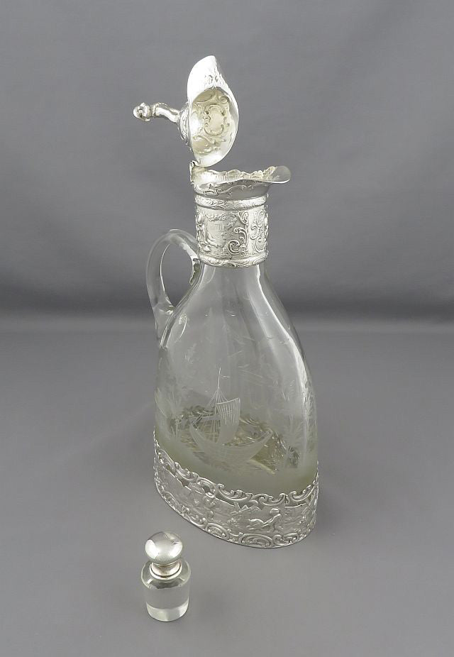 German Silver Figural Claret Jug - JH Tee Antiques