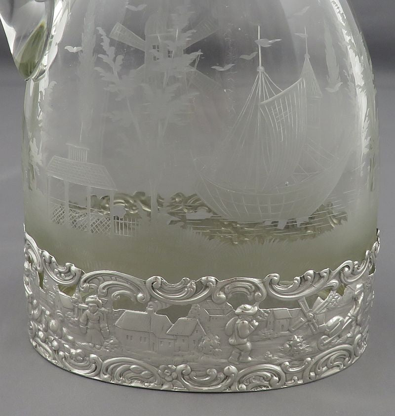 German Silver Figural Claret Jug - JH Tee Antiques