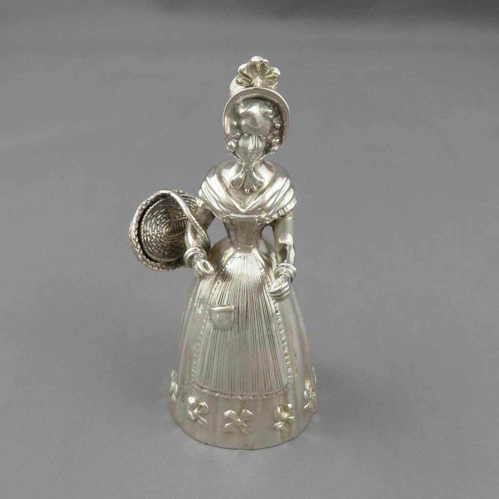 German Figural Silver Table Bell - JH Tee Antiques