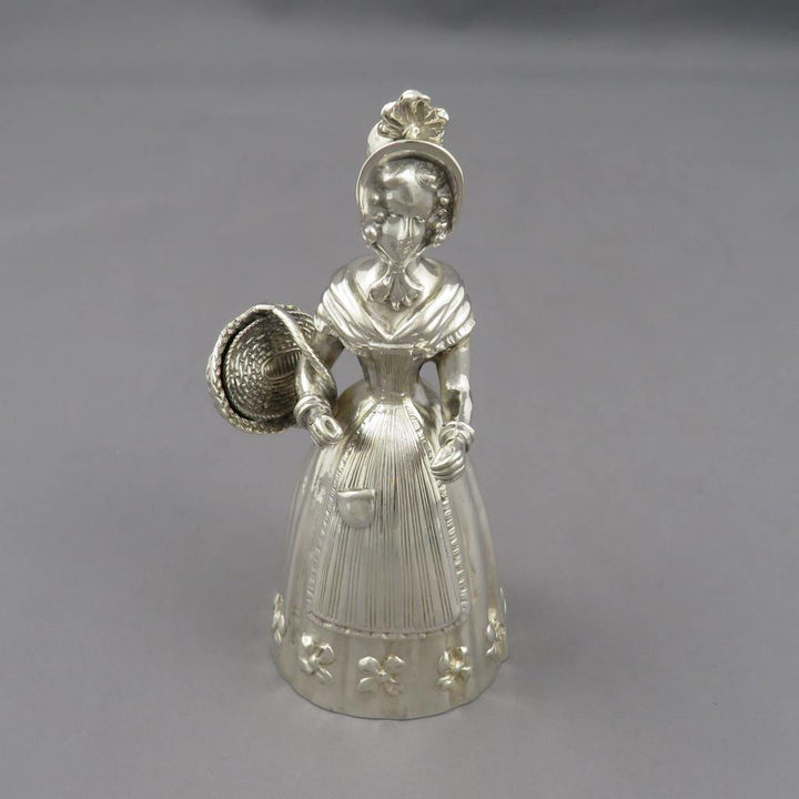 German Figural Silver Table Bell - JH Tee Antiques
