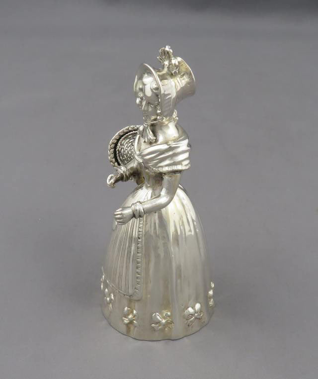 German Figural Silver Table Bell - JH Tee Antiques