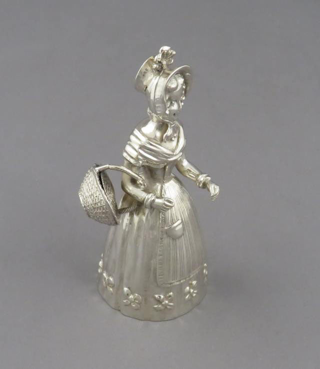 German Figural Silver Table Bell - JH Tee Antiques