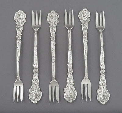 6 Versailles Pattern Sterling Silver Oyster Forks - JH Tee Antiques