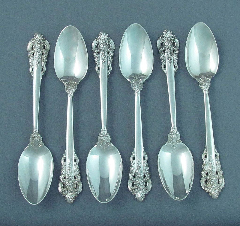 Six Sterling Silver Grand Baroque Pattern Teaspoons - JH Tee Antiques