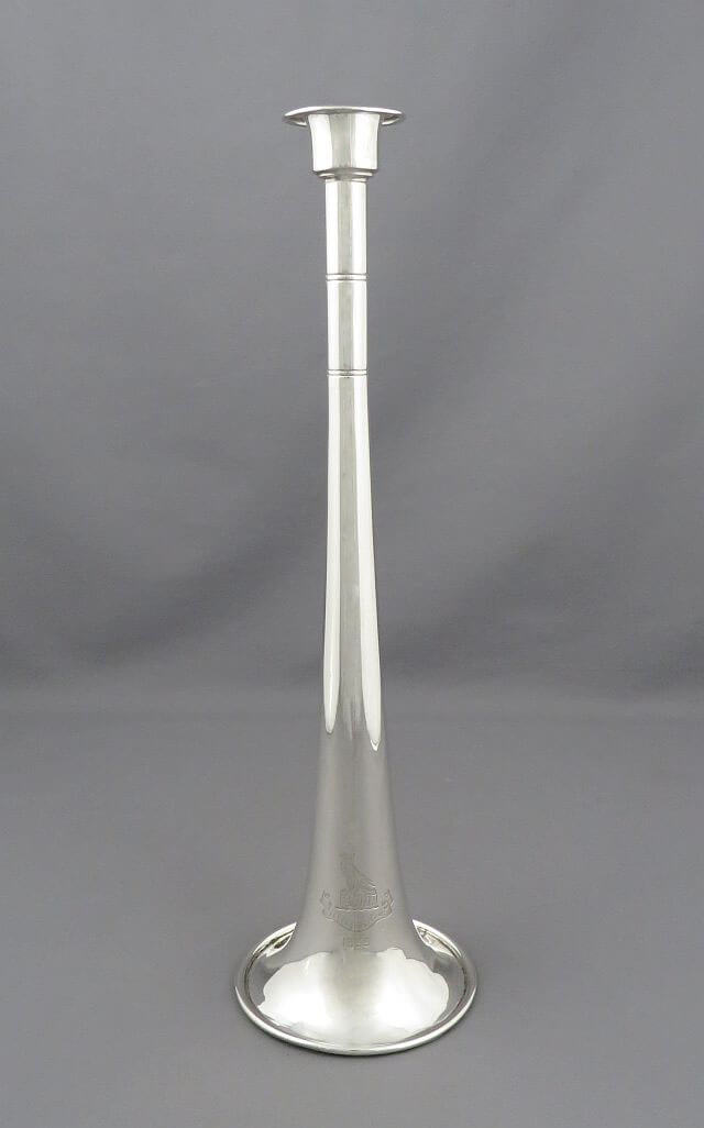 Victorian Novelty Silver Hunting Horn Candlesticks - JH Tee Antiques