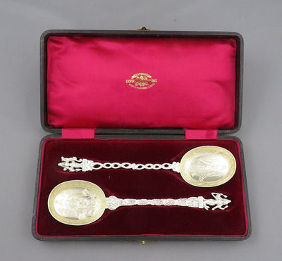 Indian Colonial Silver Berry Spoons - JH Tee Antiques