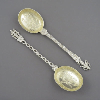 Indian Colonial Silver Berry Spoons - JH Tee Antiques