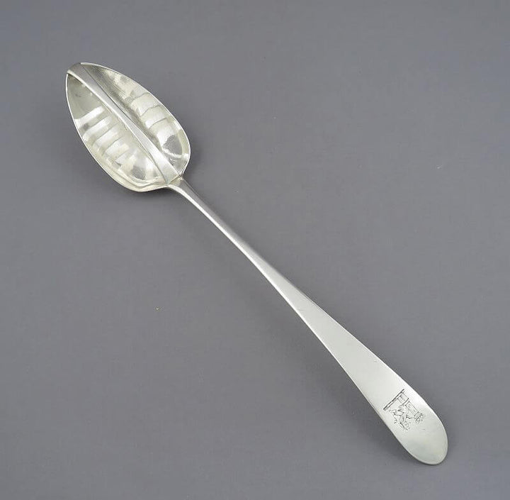 George III Irish Silver Straining Spoon - JH Tee Antiques