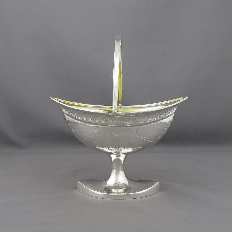 Irish Georgian Silver Sugar Basket - JH Tee Antiques