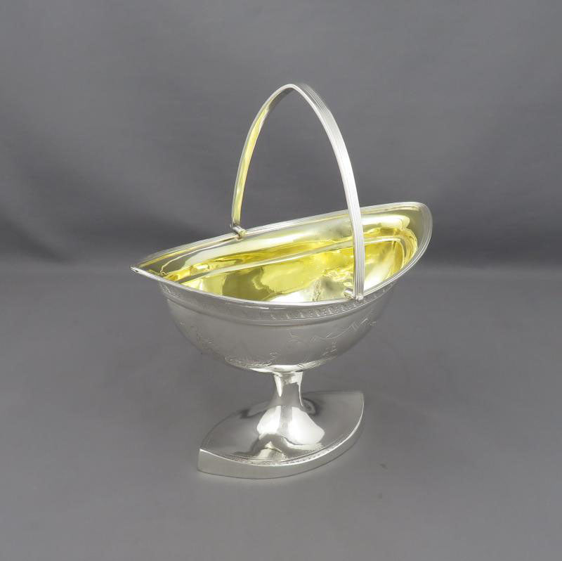 Irish Georgian Silver Sugar Basket - JH Tee Antiques
