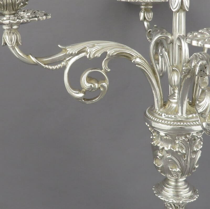 Pair of Italian Silver 5 Light Candelabra - JH Tee Antiques