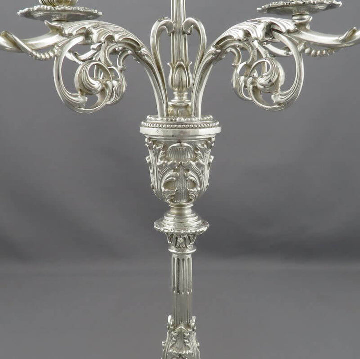 Pair of Italian Silver 5 Light Candelabra - JH Tee Antiques
